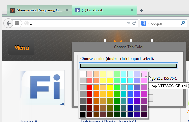 Выбор цвета карты в Firefox