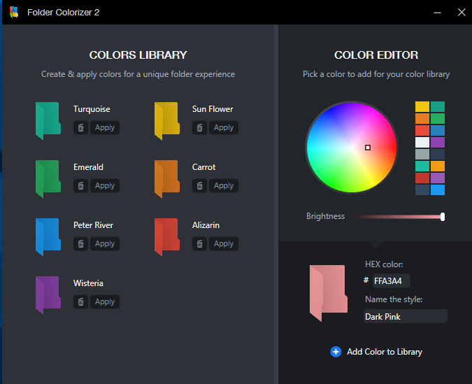 Собственные цвета в Folder Colorizer 2