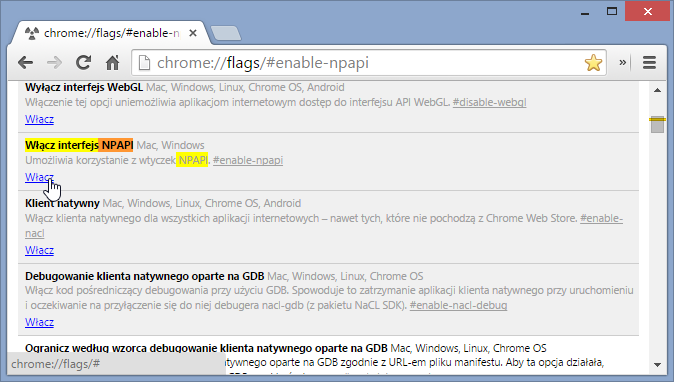Chrome - включение интерфейса NPAPI