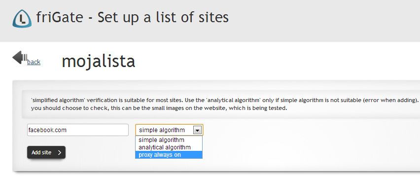 friGate - добавление адресов в собственный список