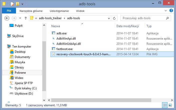 Скопируйте IMG-файл из CWM в папку ADB-Tools