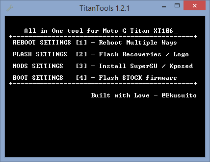 TitanTools - выбор опций