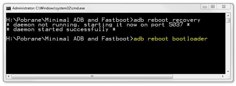 adb reboot bootloader - команда ADB