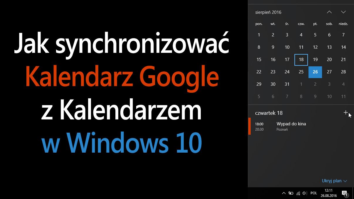 События из Календаря Google в календаре Windows 10
