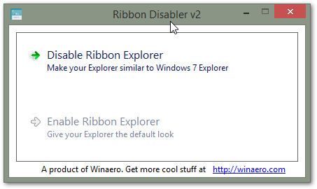 Ribbon Disabler v2 - окно приложения