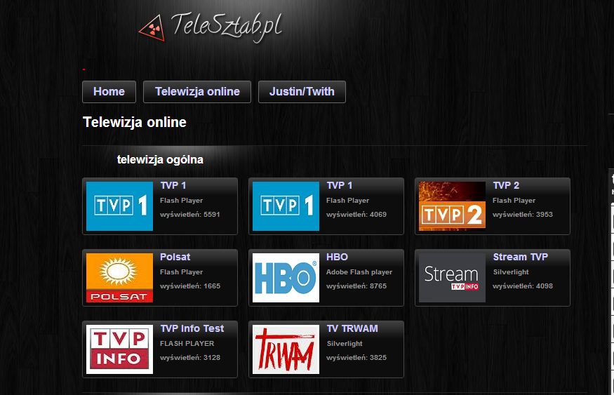 Telesztab.pl - список каналов