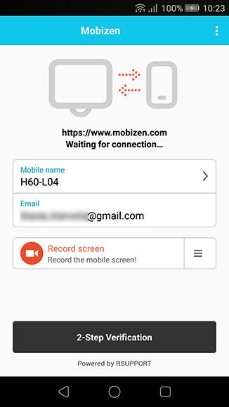 Mobizen - главный экран
