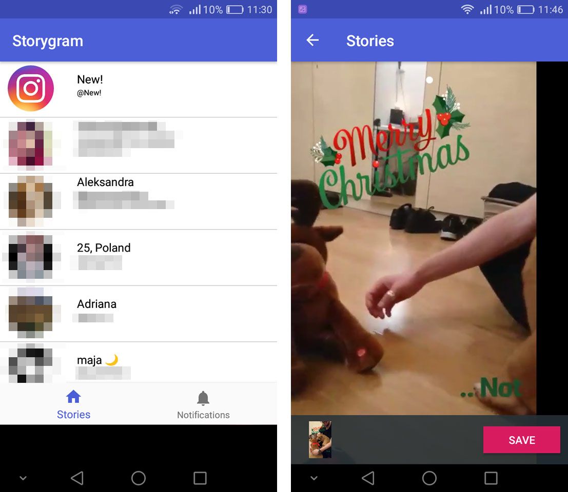 Сохранение отношений в Storygram - Android