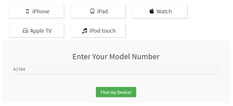 Введите свою модель iPhone / iPad / iPod