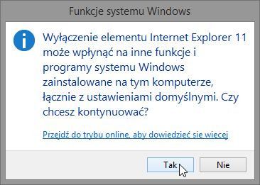 Подтверждение удаления Internet Explorer