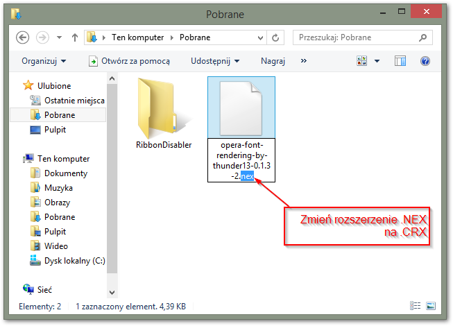 Измените расширение файла для установки в Chrome