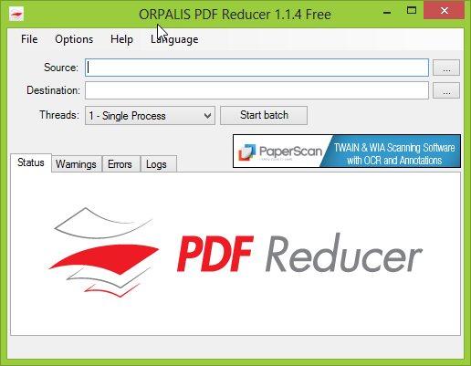 Orpalis PDF Reducer Free - главное окно программы