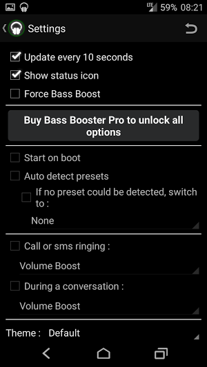 Настройки Bass Booster