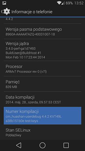 Включение параметров программирования в Android 4.2, 4.3 или 4.4