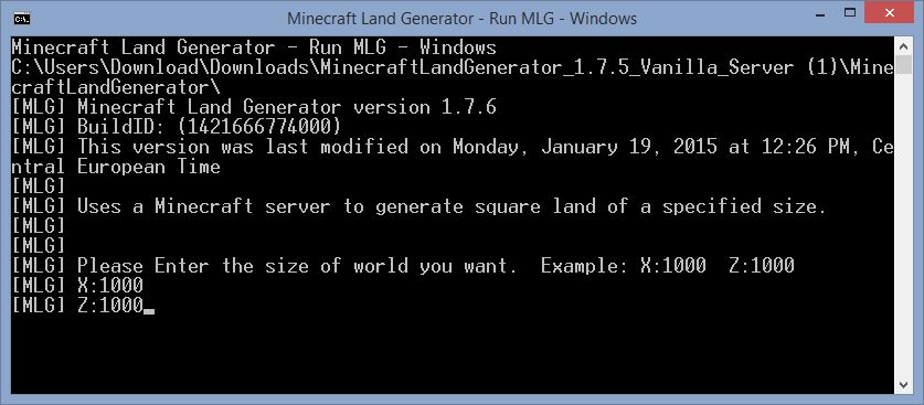 Определение размера сгенерированного мира в генераторе земли Minecraft