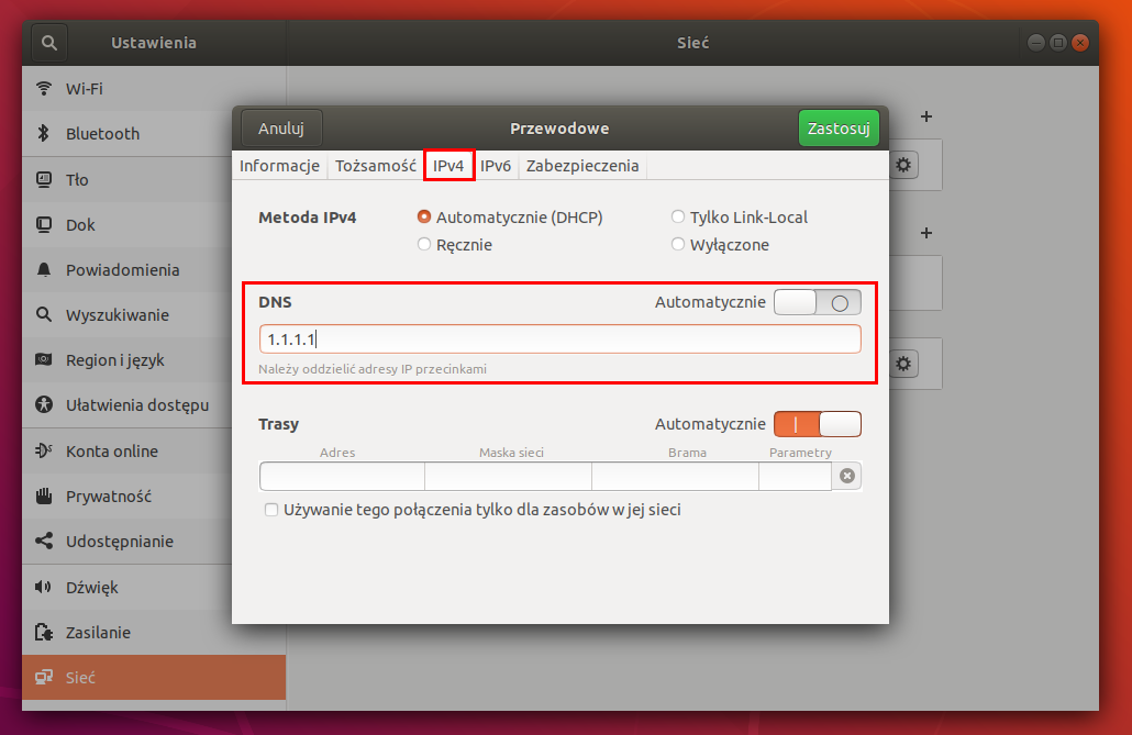 Изменение DNS в Ubuntu