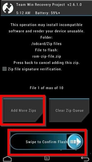 Установка ZIP-файлов через TWRP