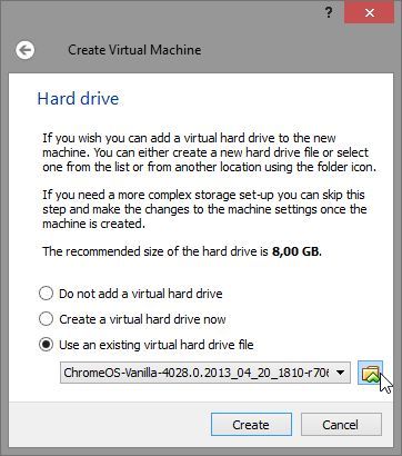 Chrome OS - выбор файла для установки