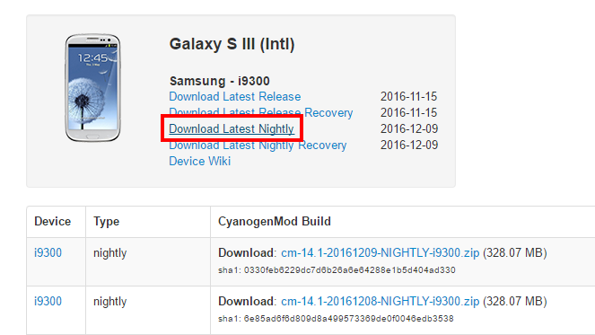 Galaxy S III - скачать CyanogenMod 14.1