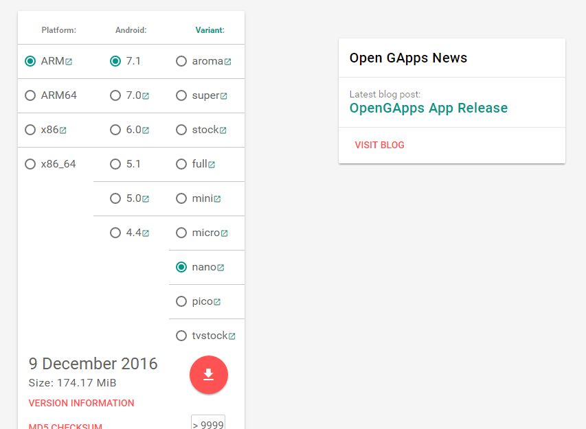 OpenGapps - загрузка приложений Google