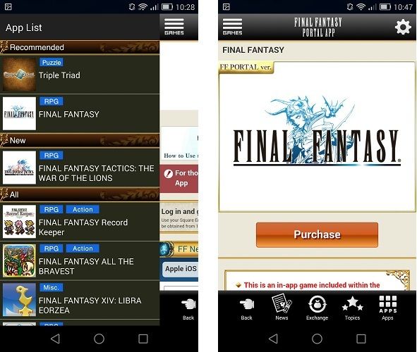 Final Fantasy Portal - выбор игр