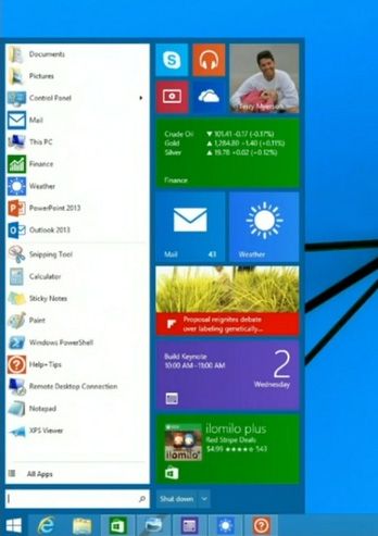 Новое меню «Пуск» в Windows 9