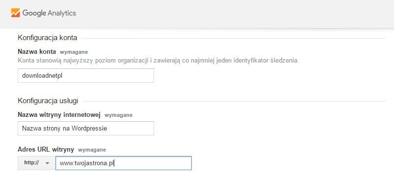 Конфигурация Google Analytics