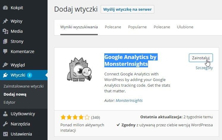 Установка плагина Google Analytics в WordPress