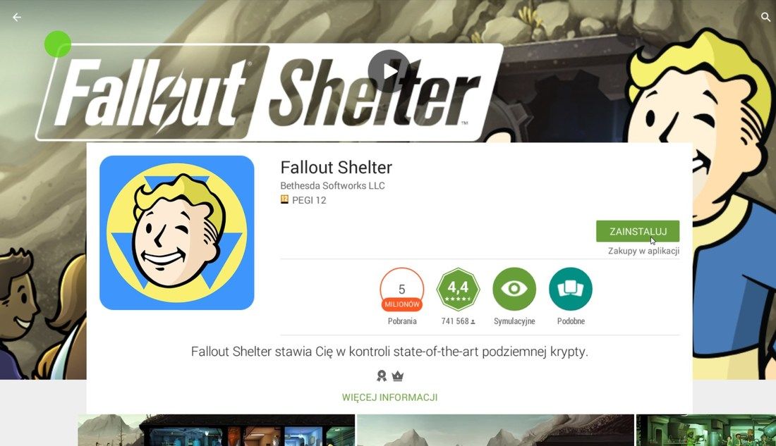 Bluestacks - установка Fallout Shelter