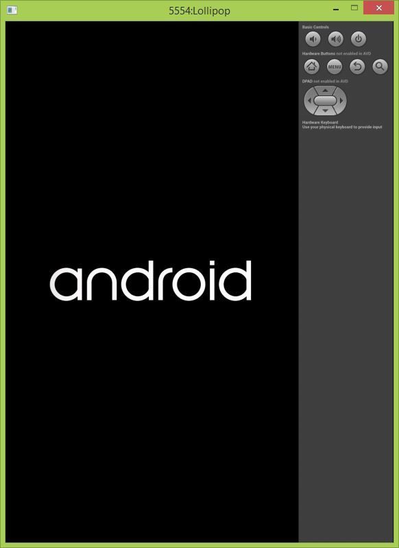 Запуск эмулятора Android 5.0