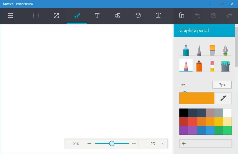 Новая краска для Windows 10 - главный экран