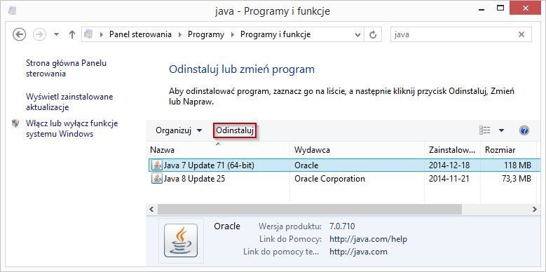 Удаление исходных библиотек Java из Windows