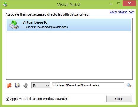 Список виртуальных дисков в Visual Subst