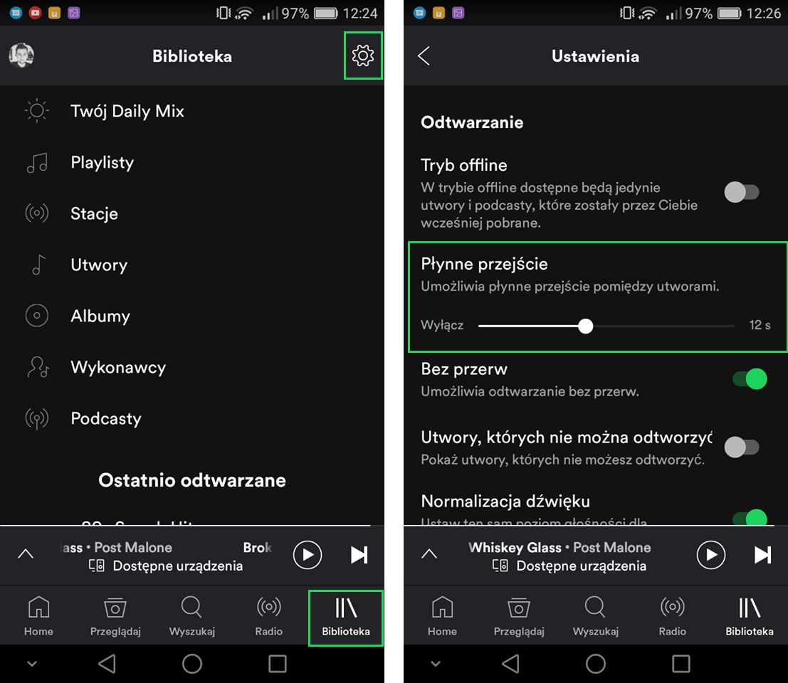 Обеспечение плавного перехода песен в Spotify на Android / iOS