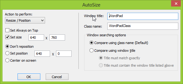 AutoSizer - установить размер окна