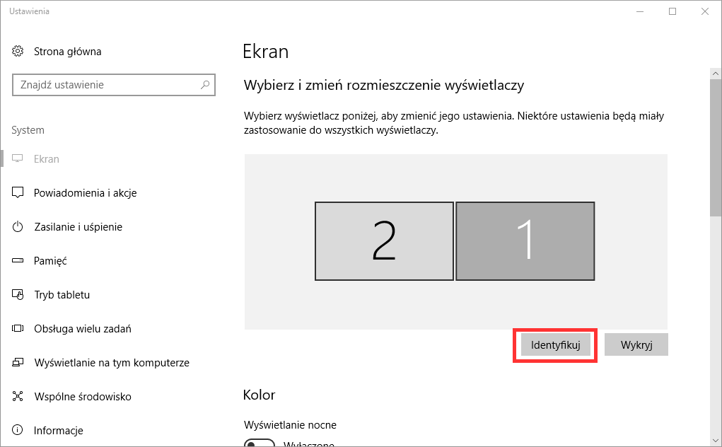 Идентификация экранов в Windows 10