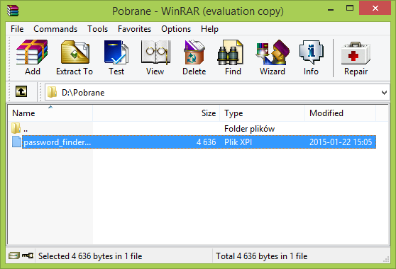 Открытие файла XPI в WinRAR