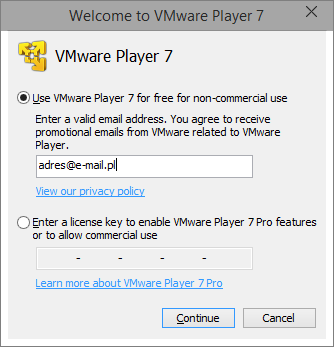 VMware Player - активация бесплатной версии