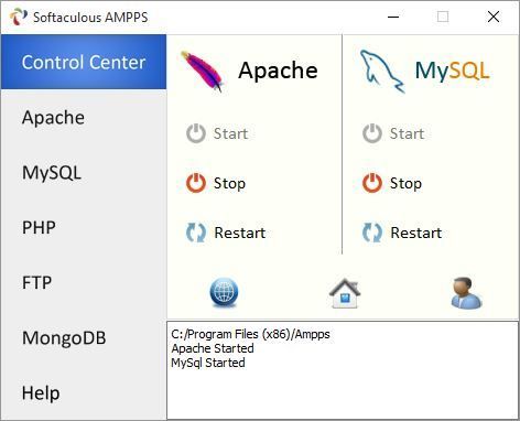 AMPPS - основное окно приложения