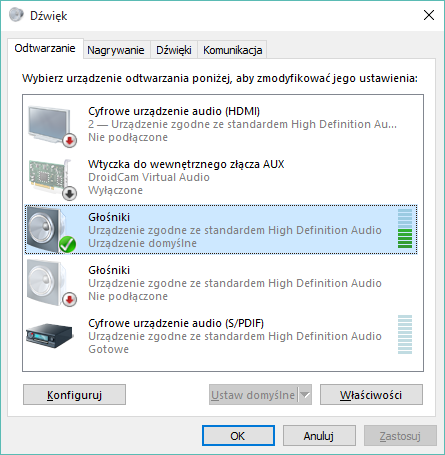 Параметры звука в Windows 10