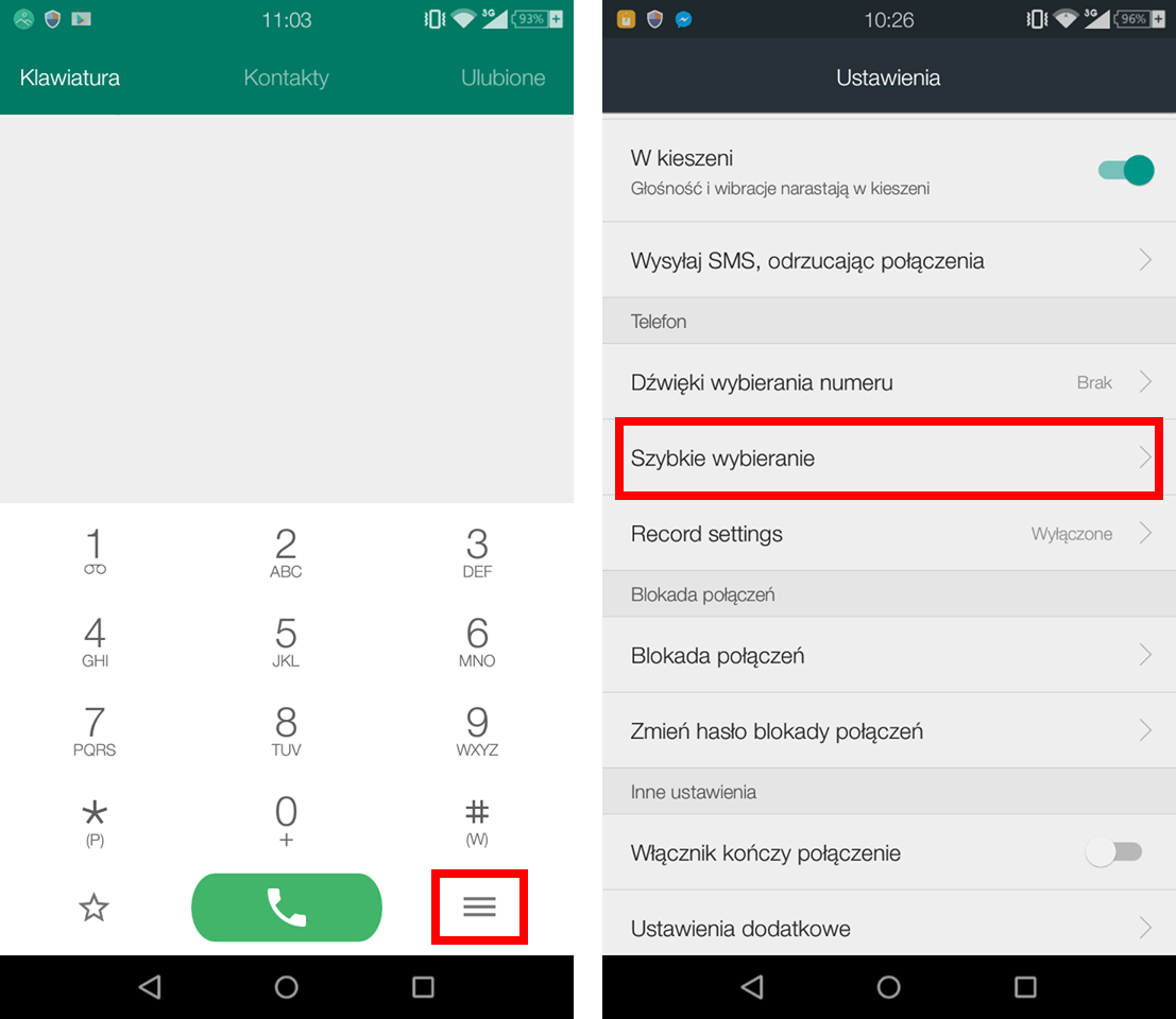 Android - перейти к настройкам телефона и вызова