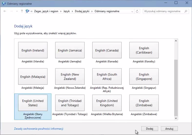 Добавление нового языка клавиатуры в Windows 10