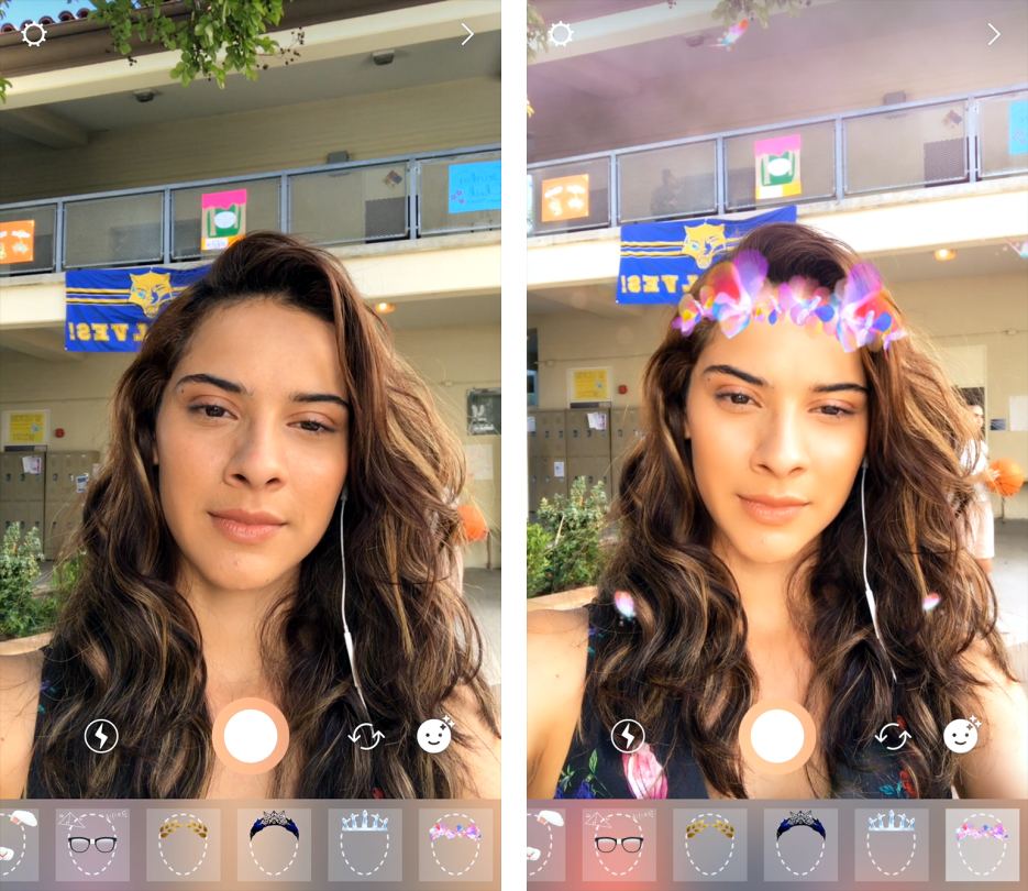 Выбор фильтров лица в Instagram