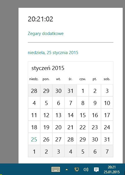 Новые часы и календарь в Windows 10