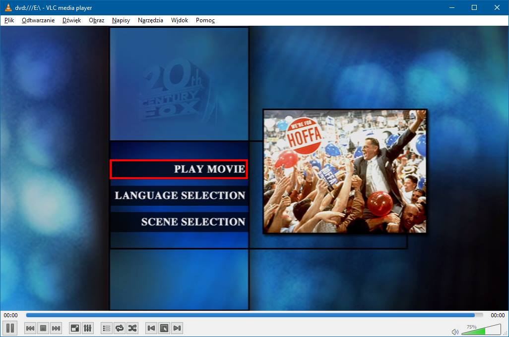 VLC - воспроизведение DVD (меню фильма)