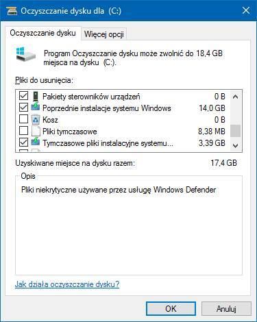 Очистка файлов предыдущих версий Windows 10