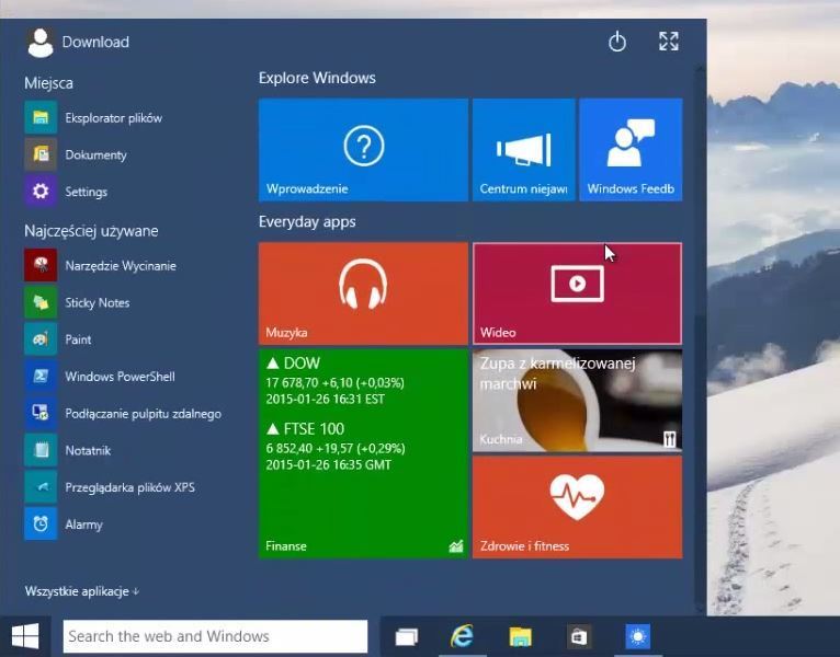 Новое меню «Пуск» в Windows 10