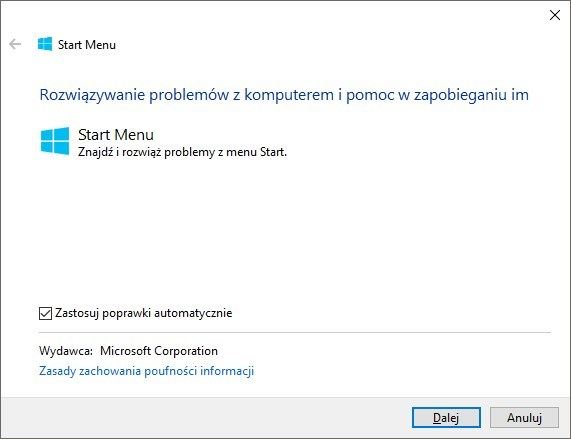 Инструмент устранения неполадок из меню «Пуск» в Windows 10