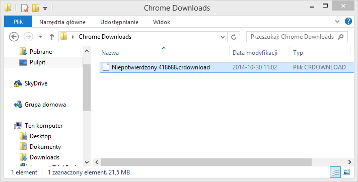 Файл .crdownload из Chrome