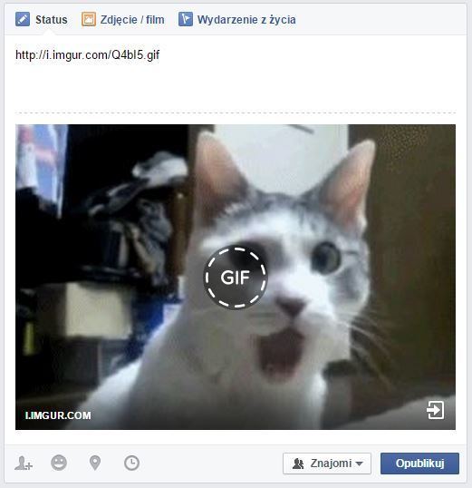 Вставить анимированный GIF в Facebook